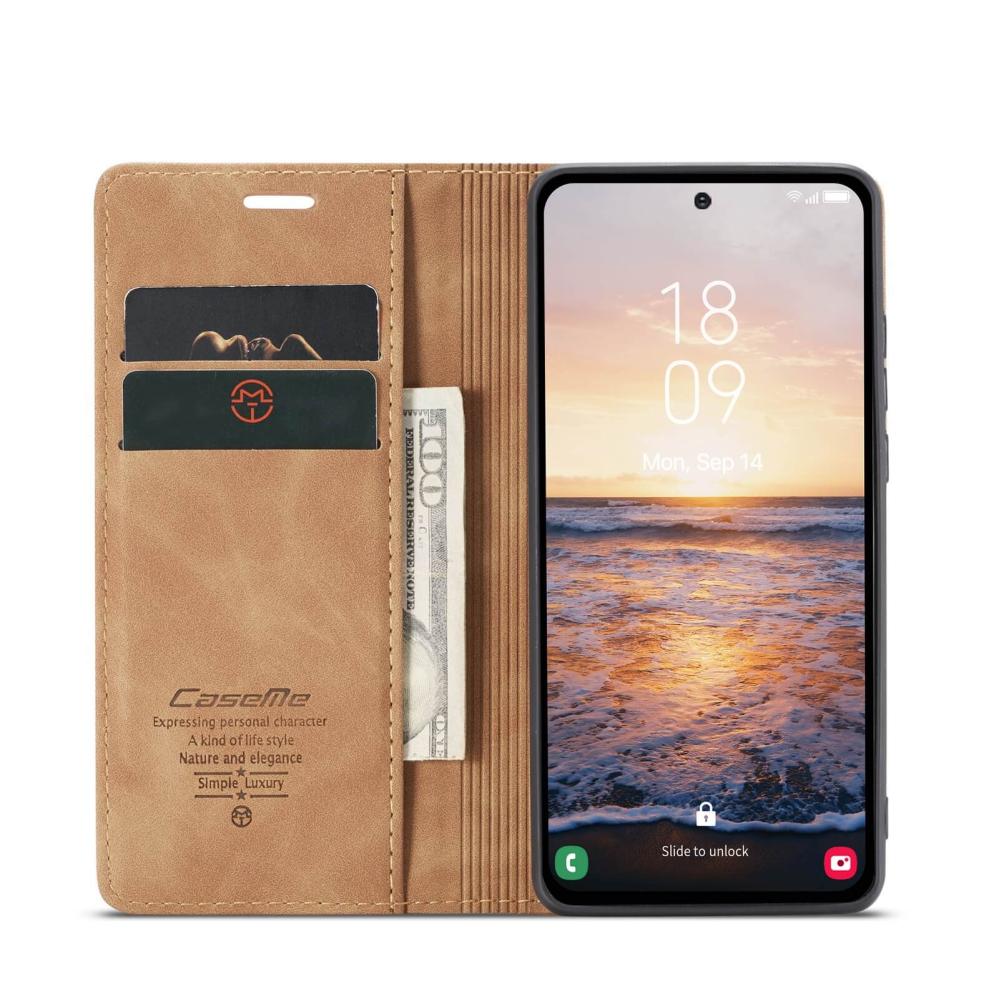 CaseMe Plånboksfodral brun med kortplats för Samsung Galaxy A54 5G