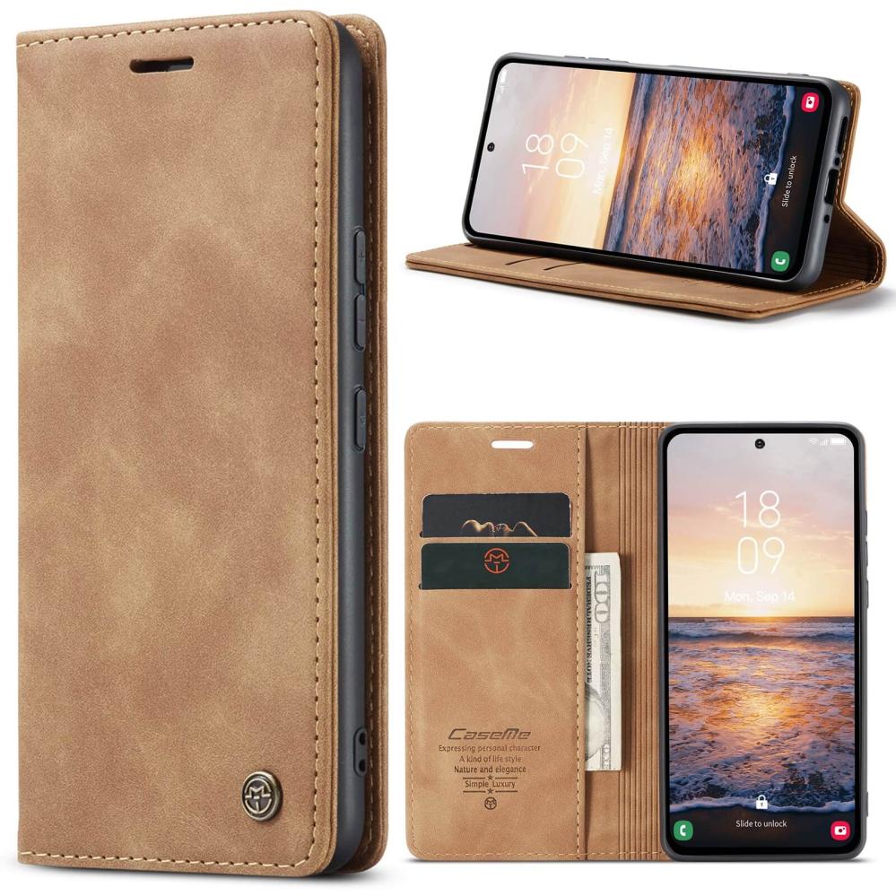 CaseMe Plånboksfodral brun med kortplats för Samsung Galaxy A54 5G