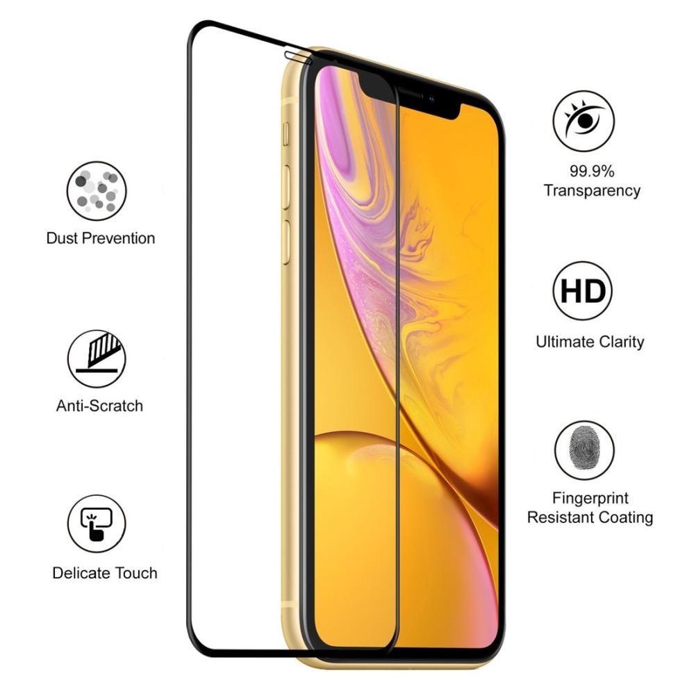 Skärmskydd med Svart ram för iPhone XR av härdat glas