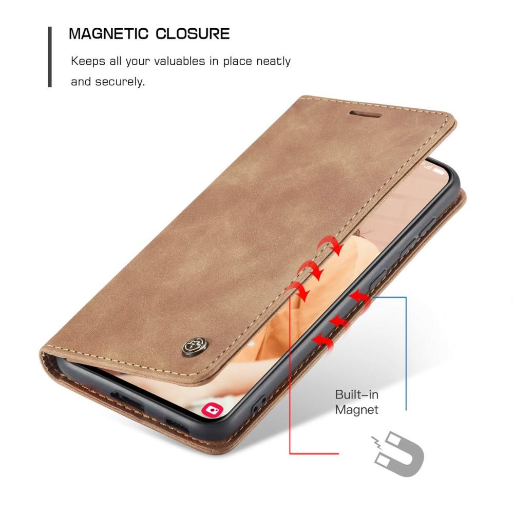 CaseMe Plånboksfodral Brun med kortplats för Samsung Galaxy S21 FE