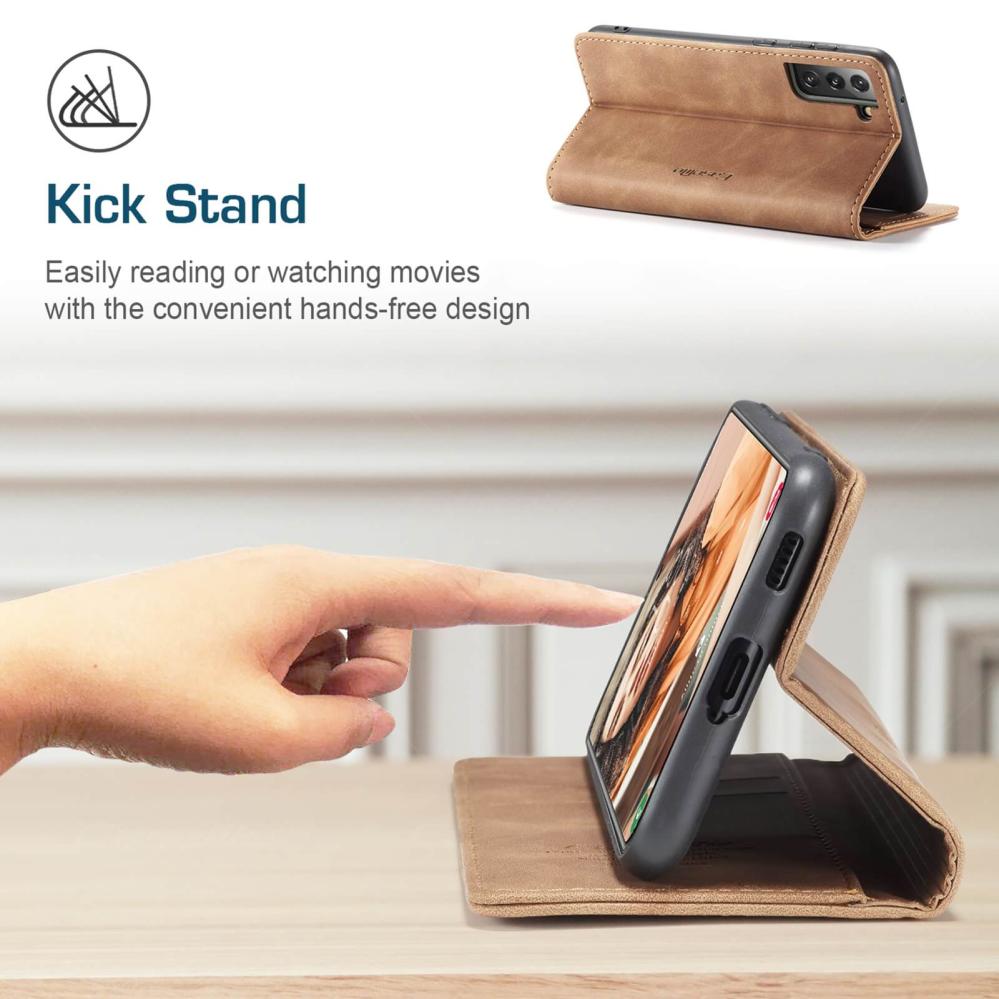 CaseMe Plånboksfodral Brun med kortplats för Samsung Galaxy S21 FE