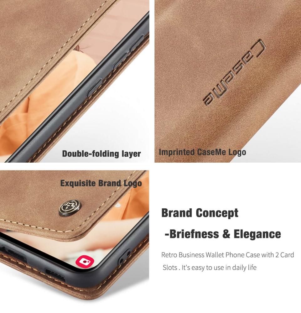 CaseMe Plånboksfodral Brun med kortplats för Samsung Galaxy S21 FE