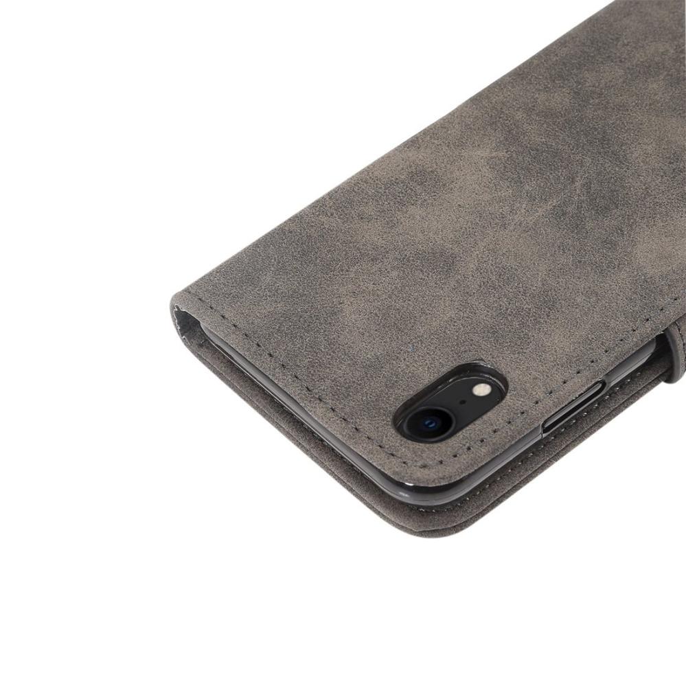  Plånboksfodral för iPhone XR - Svart/grå med mockakänsla