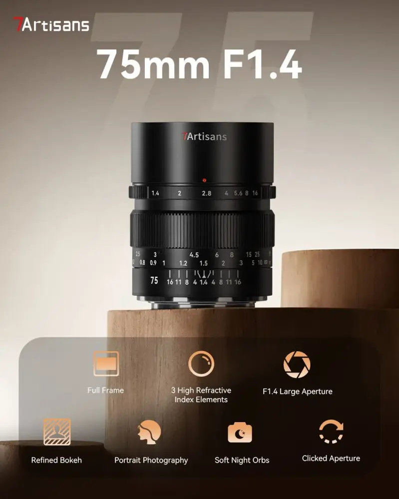  7Artisans 75mm f/1.4 Fullformatsobjektiv för Sony E från Kamda – snabb leverans och trygg e-handel