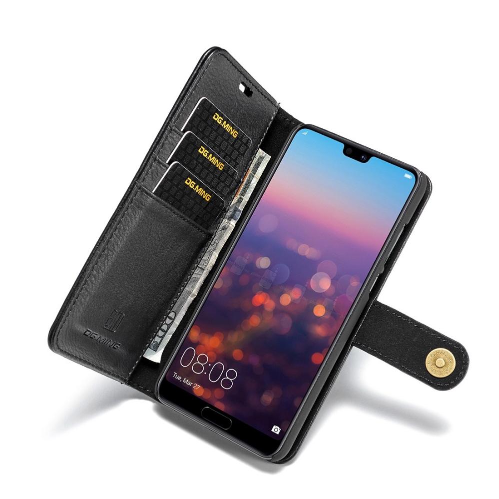 DG.MING Plånboksfodral med magnetskal för Huawei P20 Pro Svart