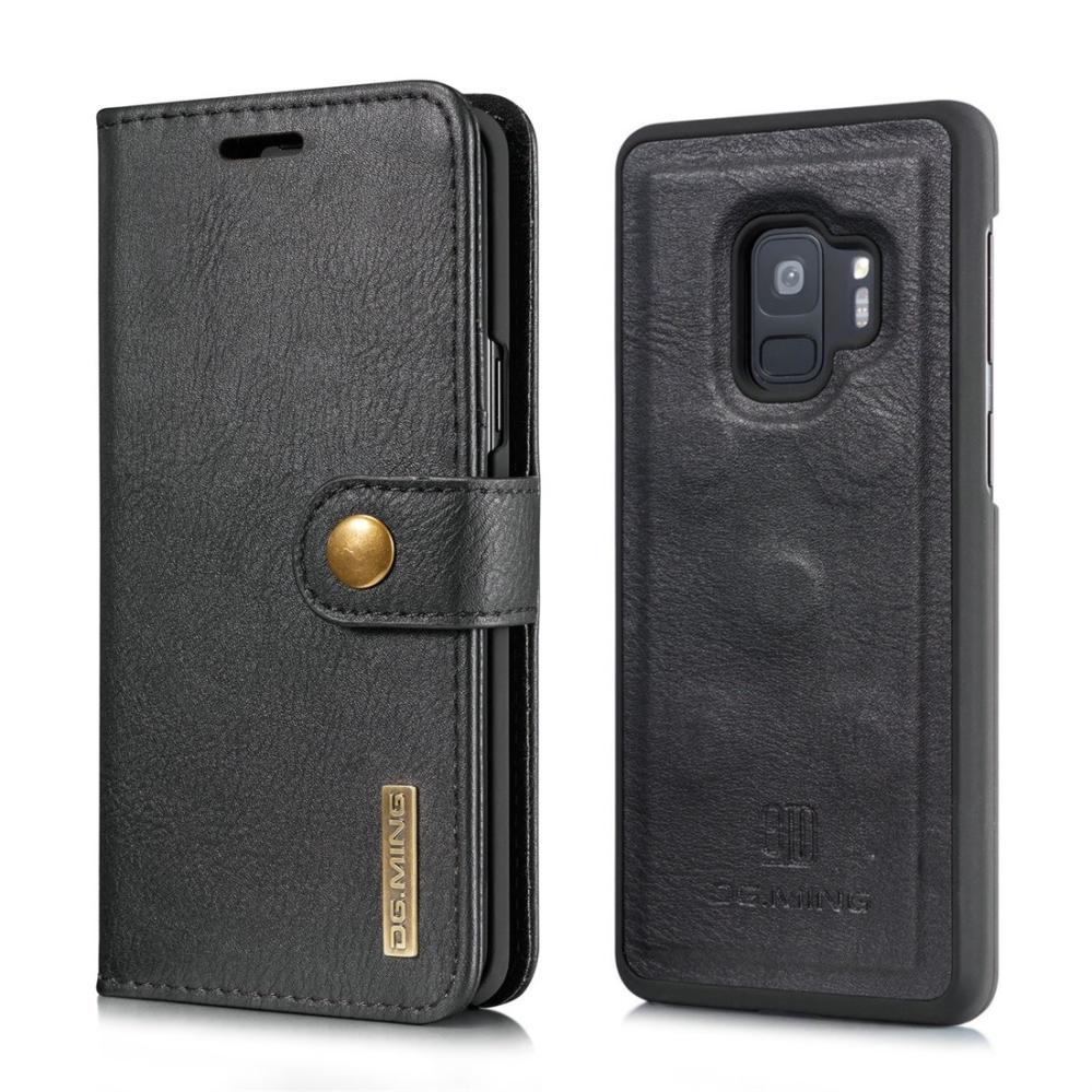 DG.MING Plånboksfodral med magnetskal för Galaxy S9 Svart