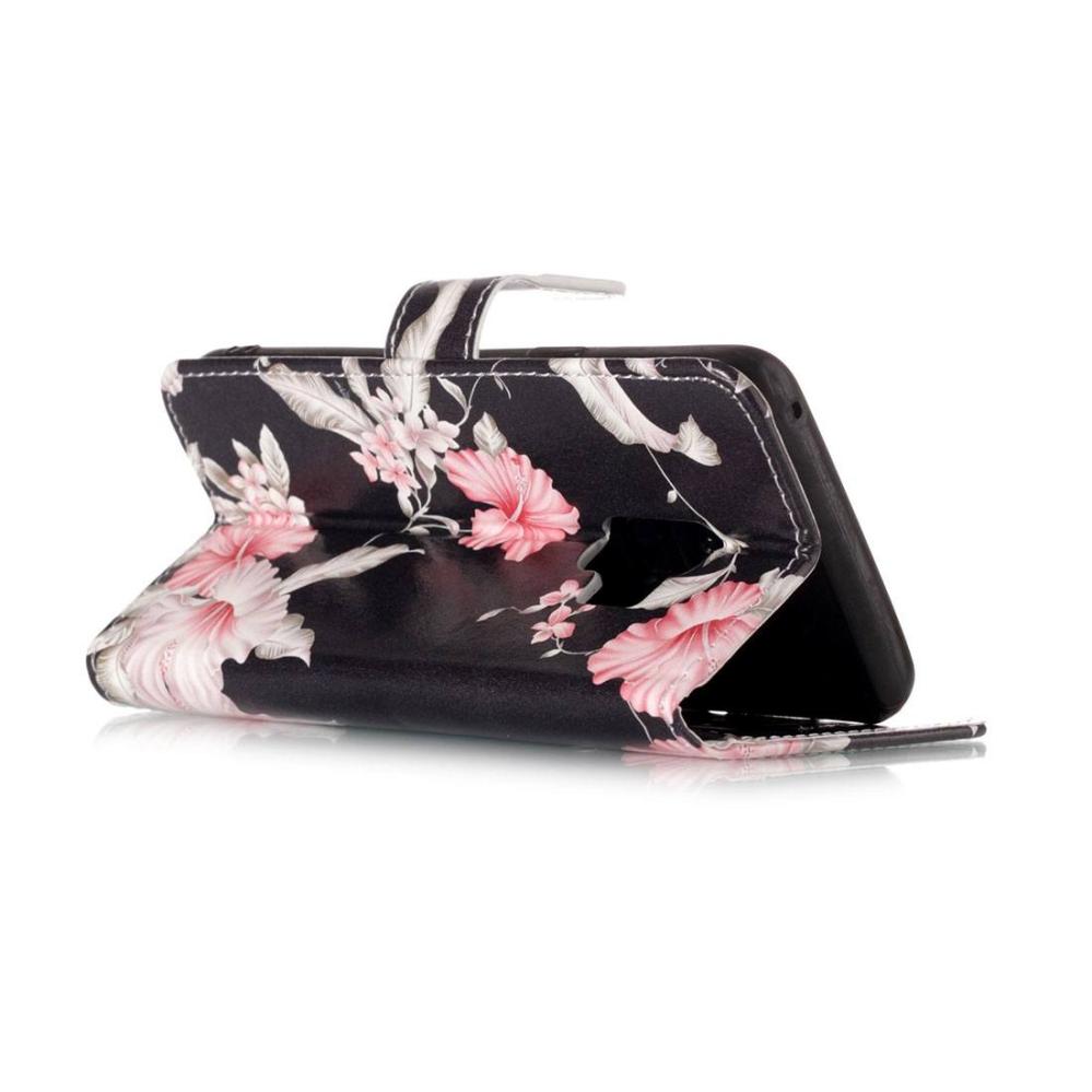 Plånboksfodral för Galaxy S9 - Svart med rosa blommor