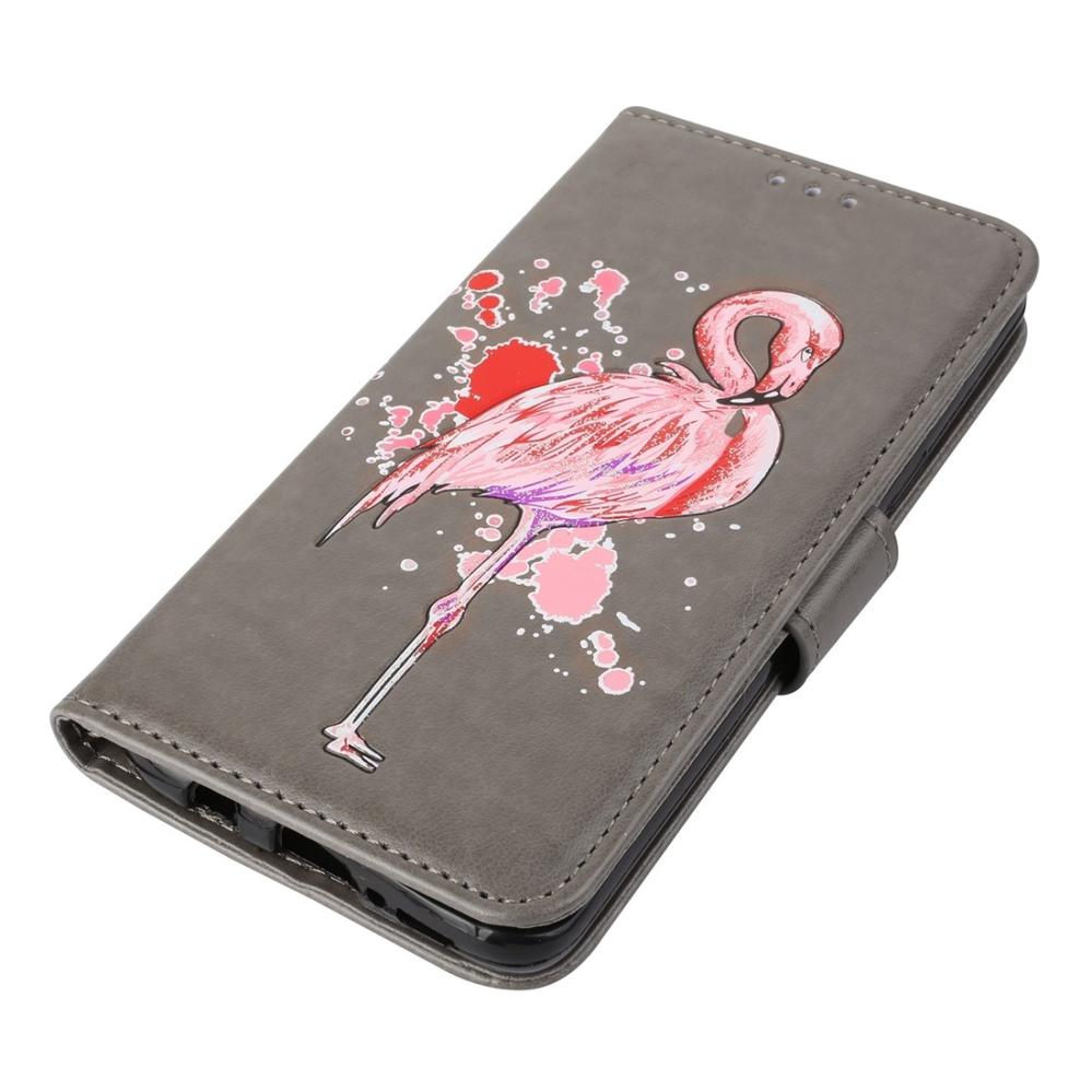 Plånboksfodral för Galaxy S9 - Grå med rosa flamingo