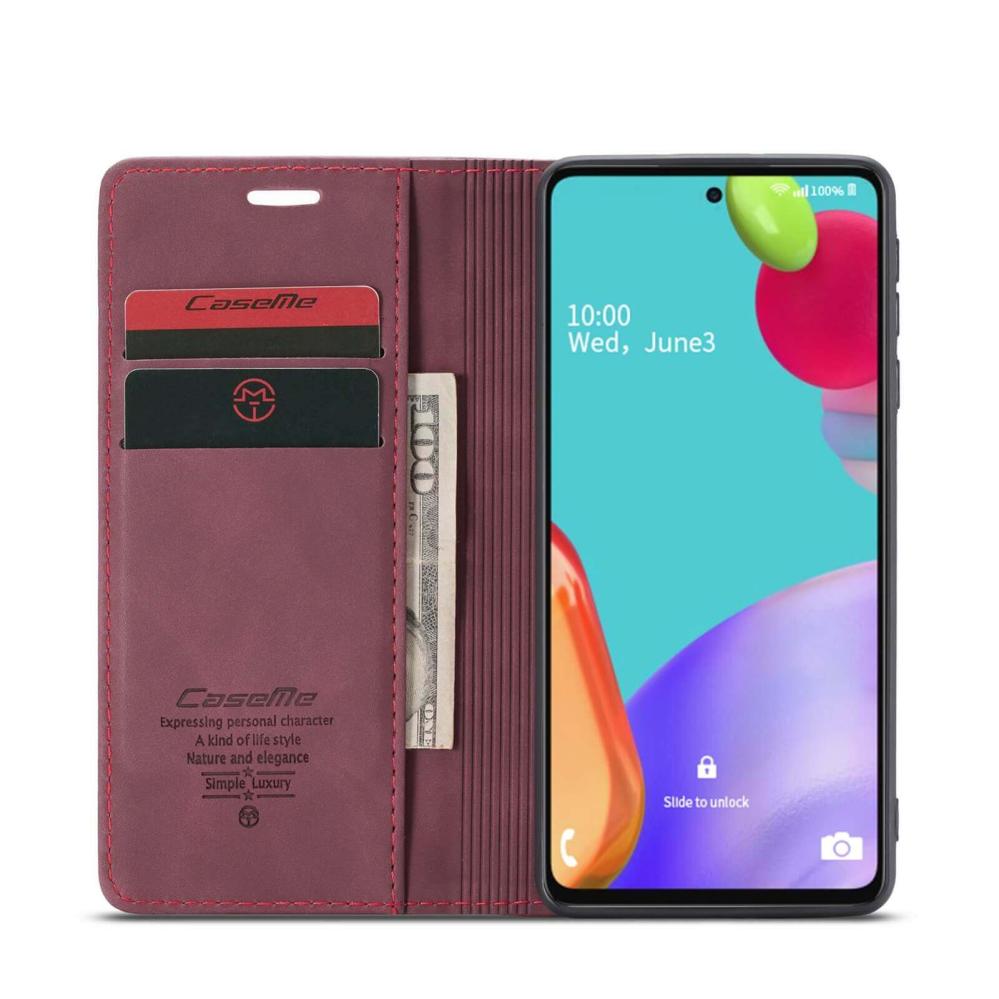 CaseMe Plånboksfodral Vinröd med kortplats för Galaxy A52 4G/5G