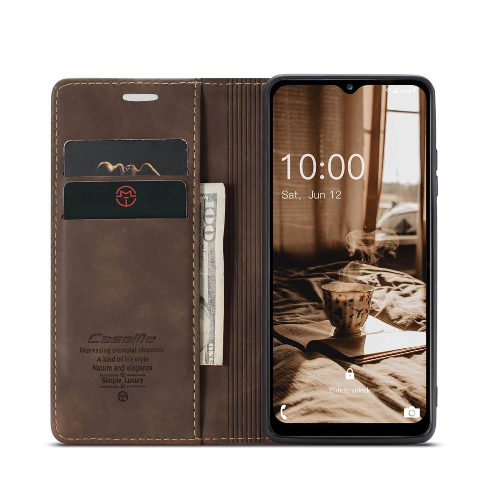 CaseMe Plånboksfodral med kortplats för Samsung Galaxy A14 5G/4G kaffe