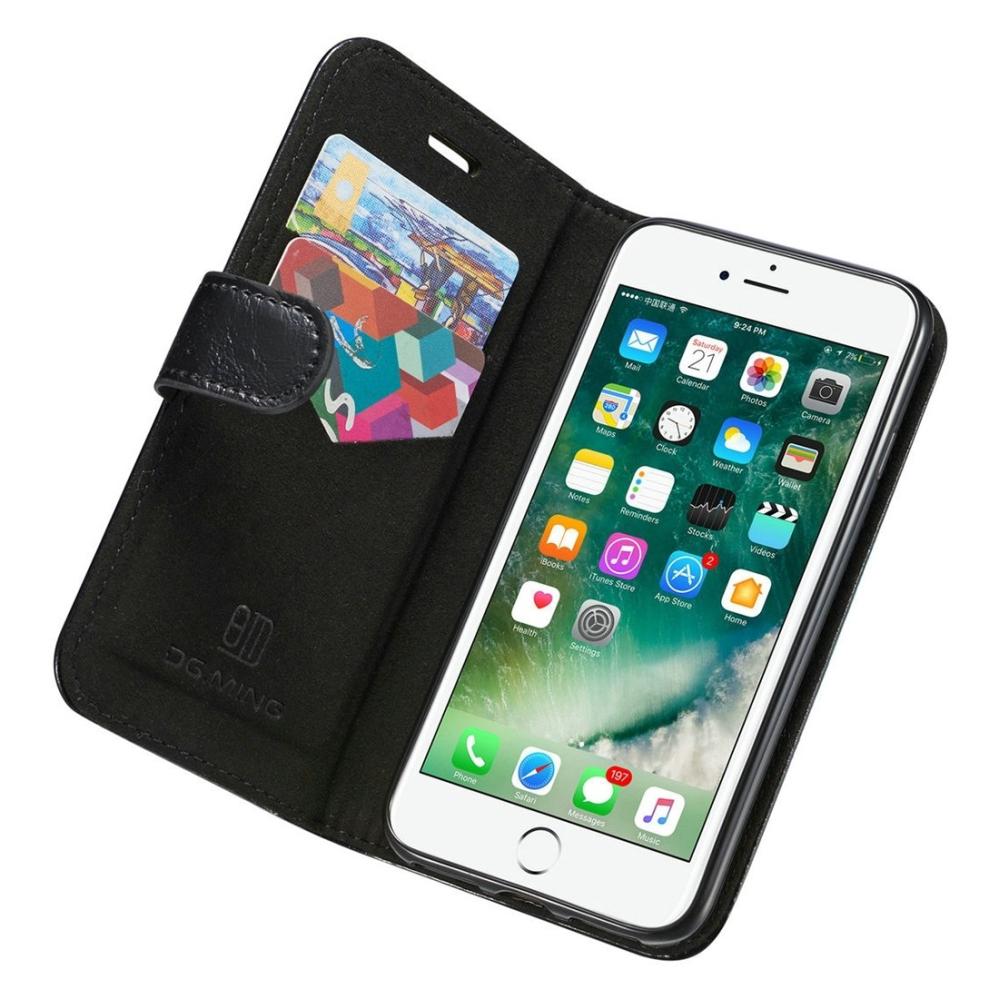 Plånboksfodral med magnetskal äkta läder för iPhone 7/8 - DG.MING