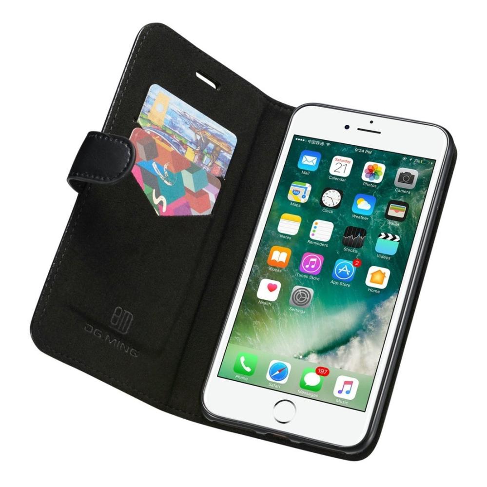 Plånboksfodral med magnetskall äkta läder för iPhone 7/8 Plus - DG.MING