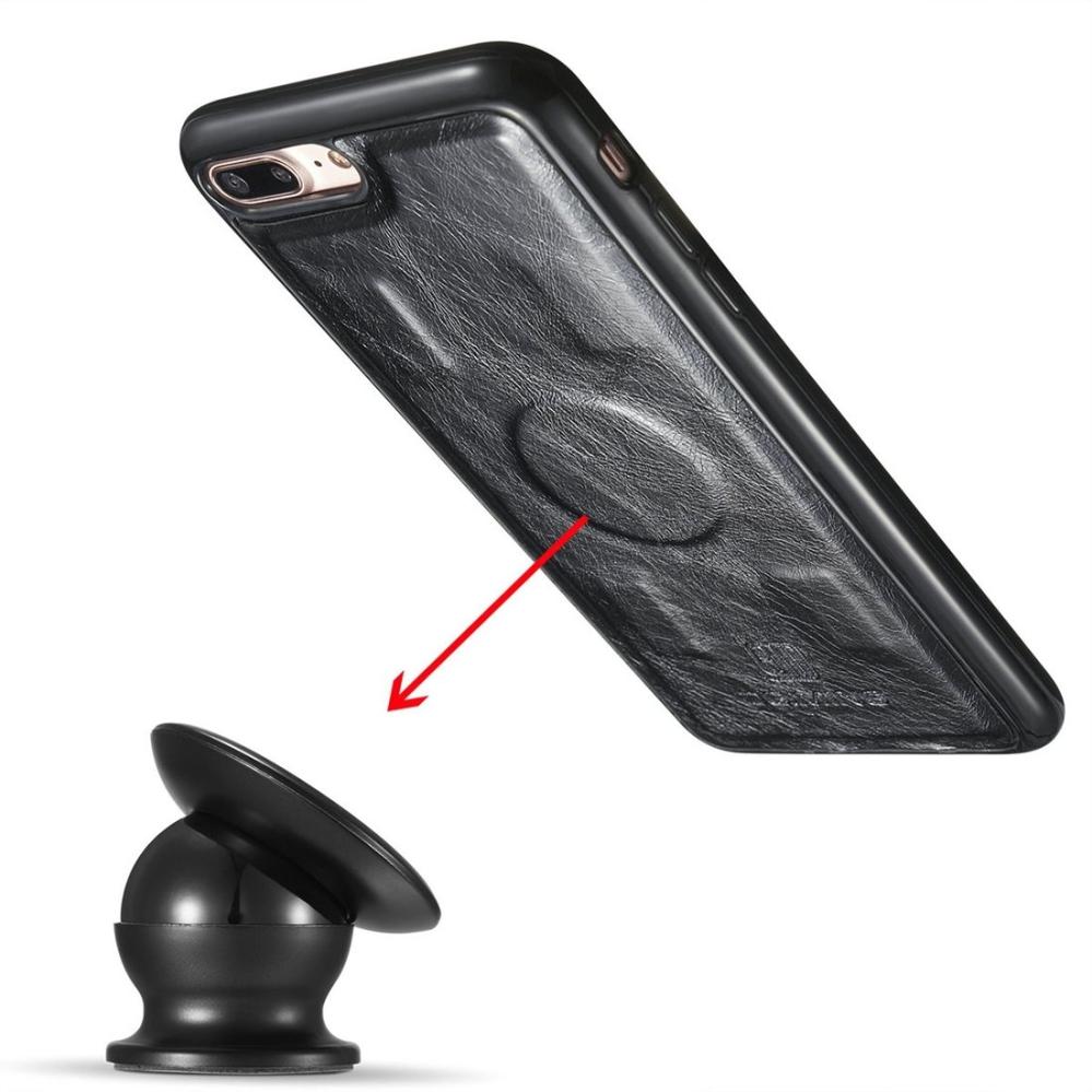 Plånboksfodral med magnetskall äkta läder för iPhone 7/8 Plus - DG.MING