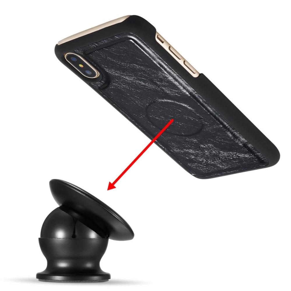 DG.MING Plånboksfodral med magnetskal äkta läder för iPhone X