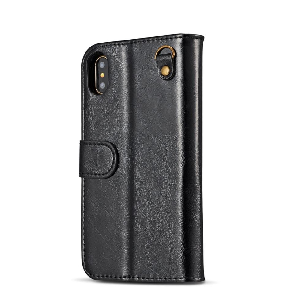 DG.MING Plånboksfodral med magnetskal äkta läder för iPhone X