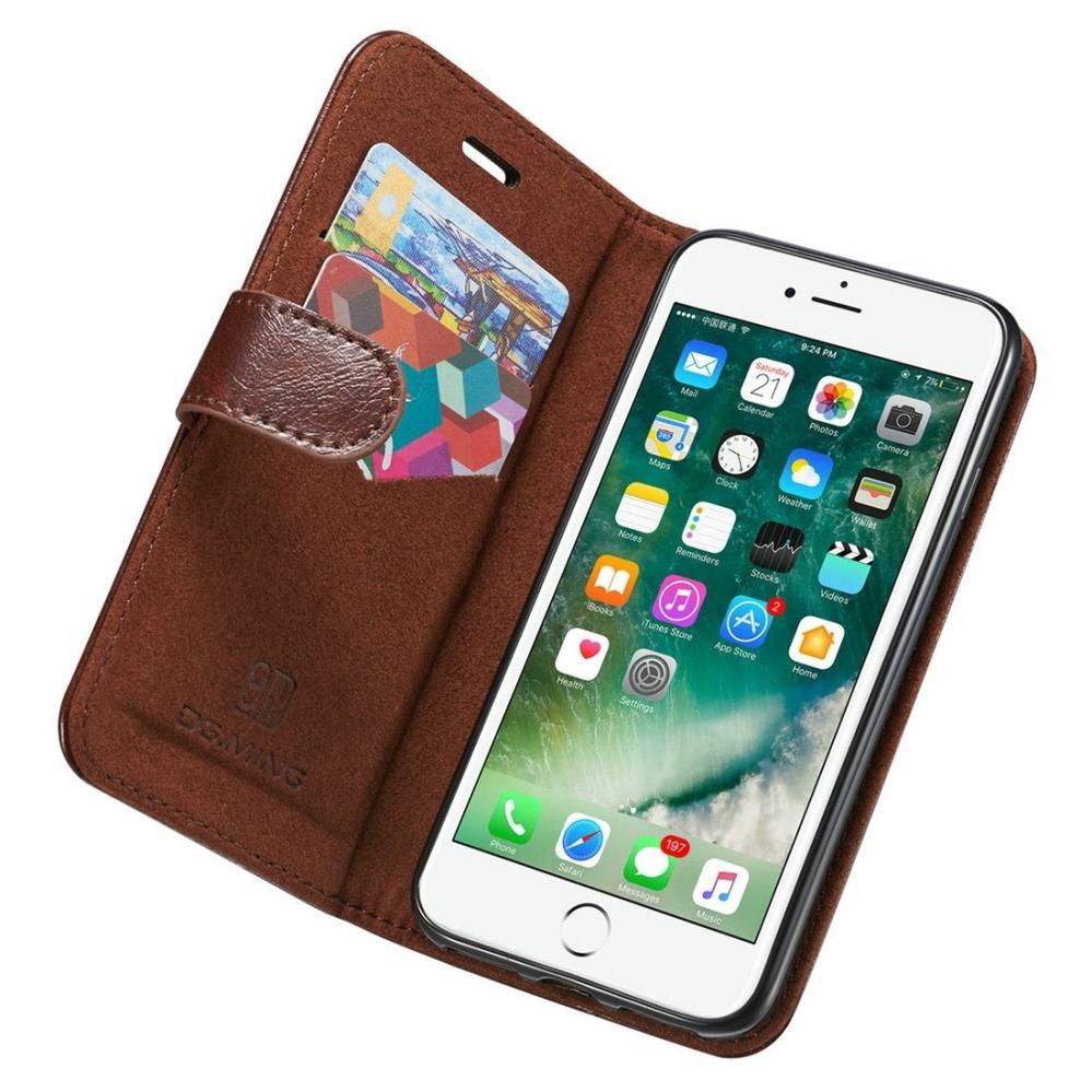  Plånboksfodral med magnetskal äkta läder för iPhone 7/8 - DG.MING