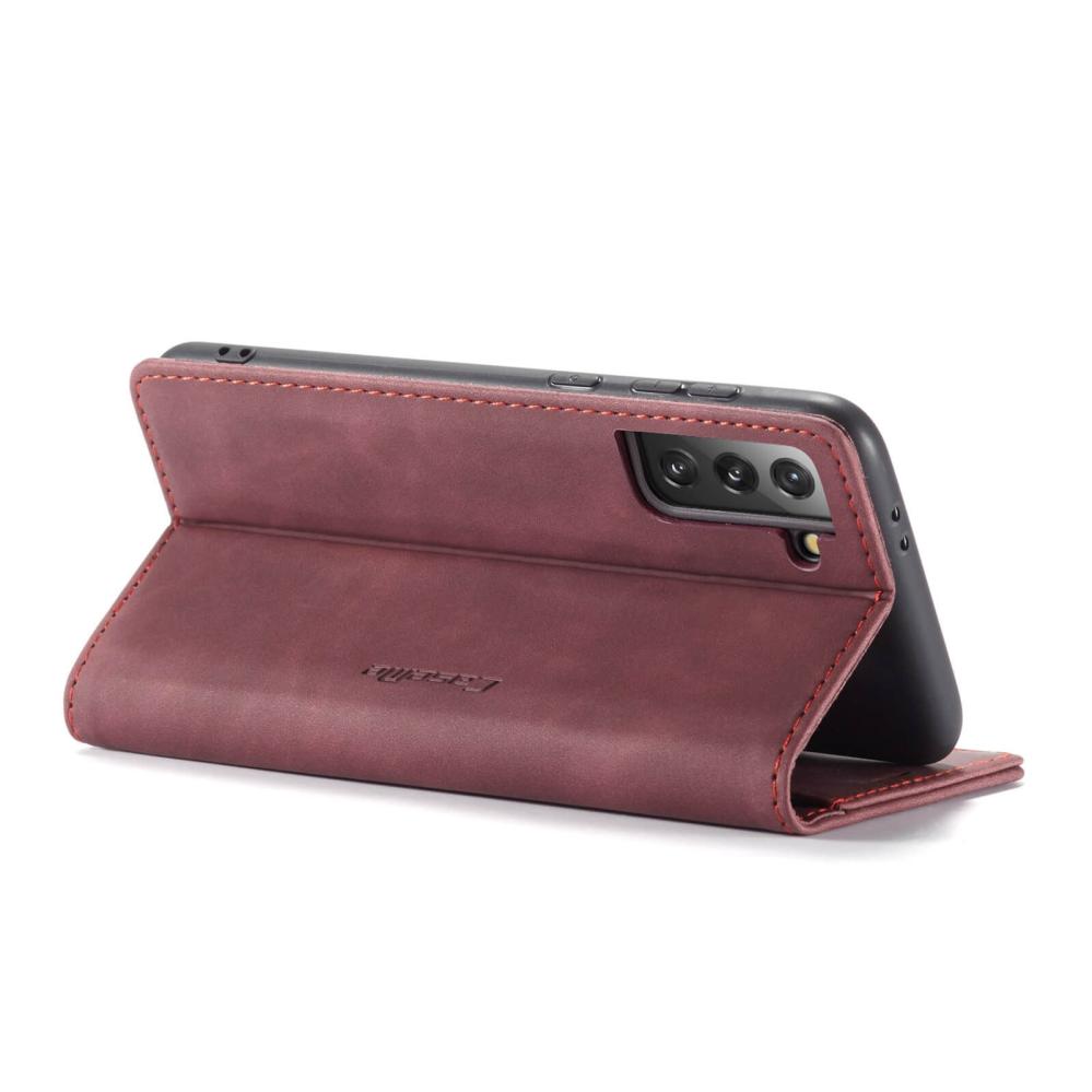 CaseMe Plånboksfodral Vinröd med kortplats för Samsung Galaxy S21 5G
