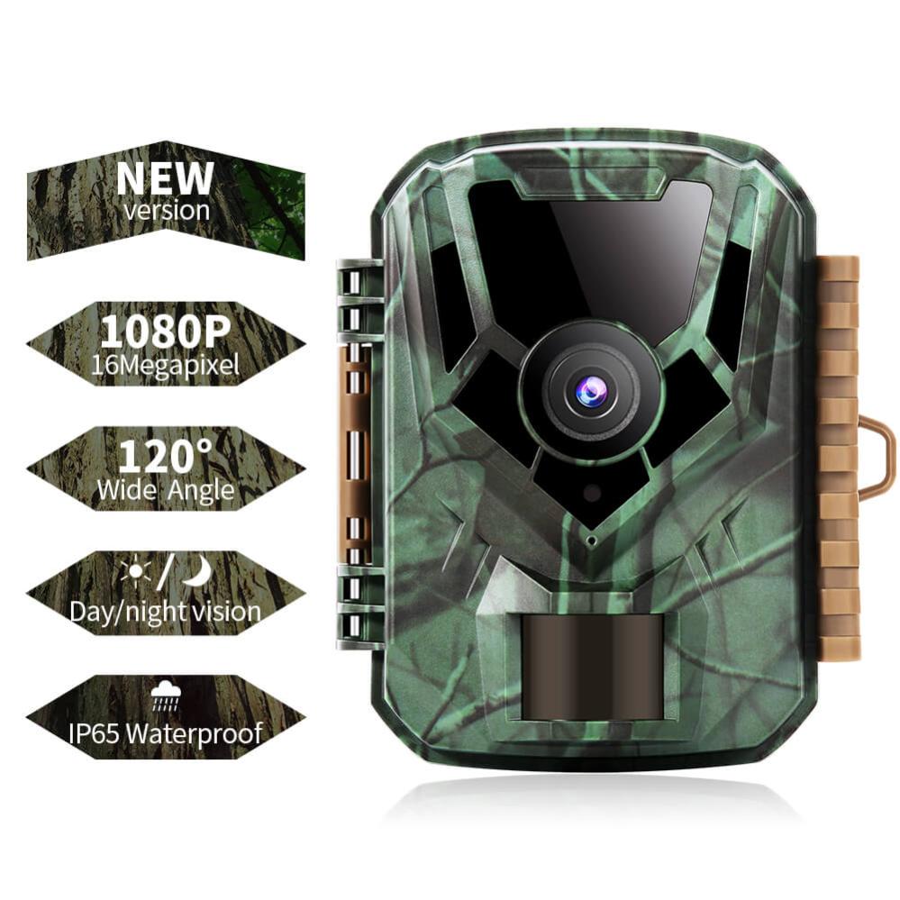 Grön kamoflagefärgad Åtelkamera 16MP 1080P HD med 0,4s utlösningstid infraröd