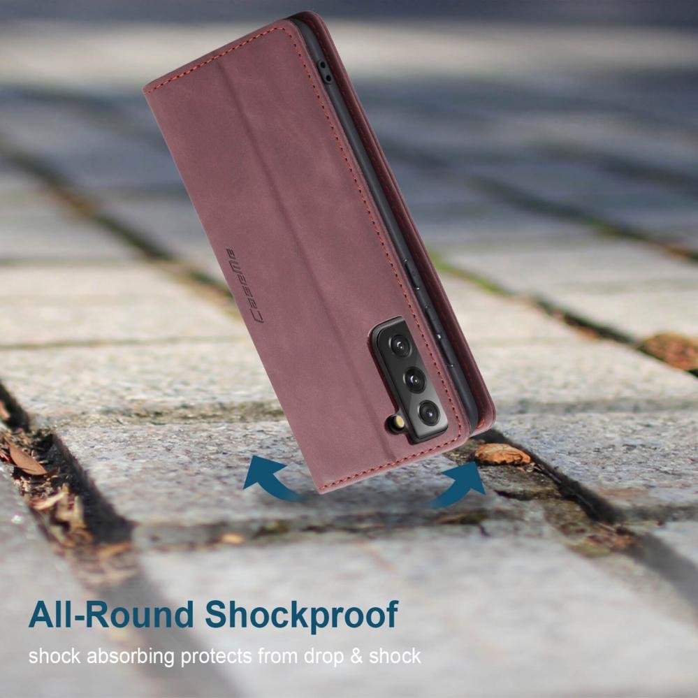 CaseMe Plånboksfodral Vinröd med kortplats för Samsung Galaxy S21 5G