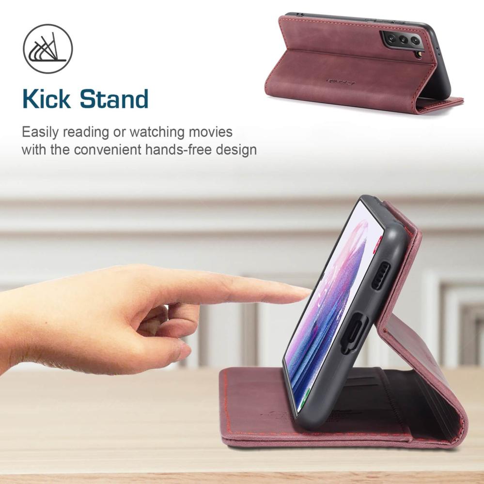 CaseMe Plånboksfodral Vinröd med kortplats för Samsung Galaxy S21 5G