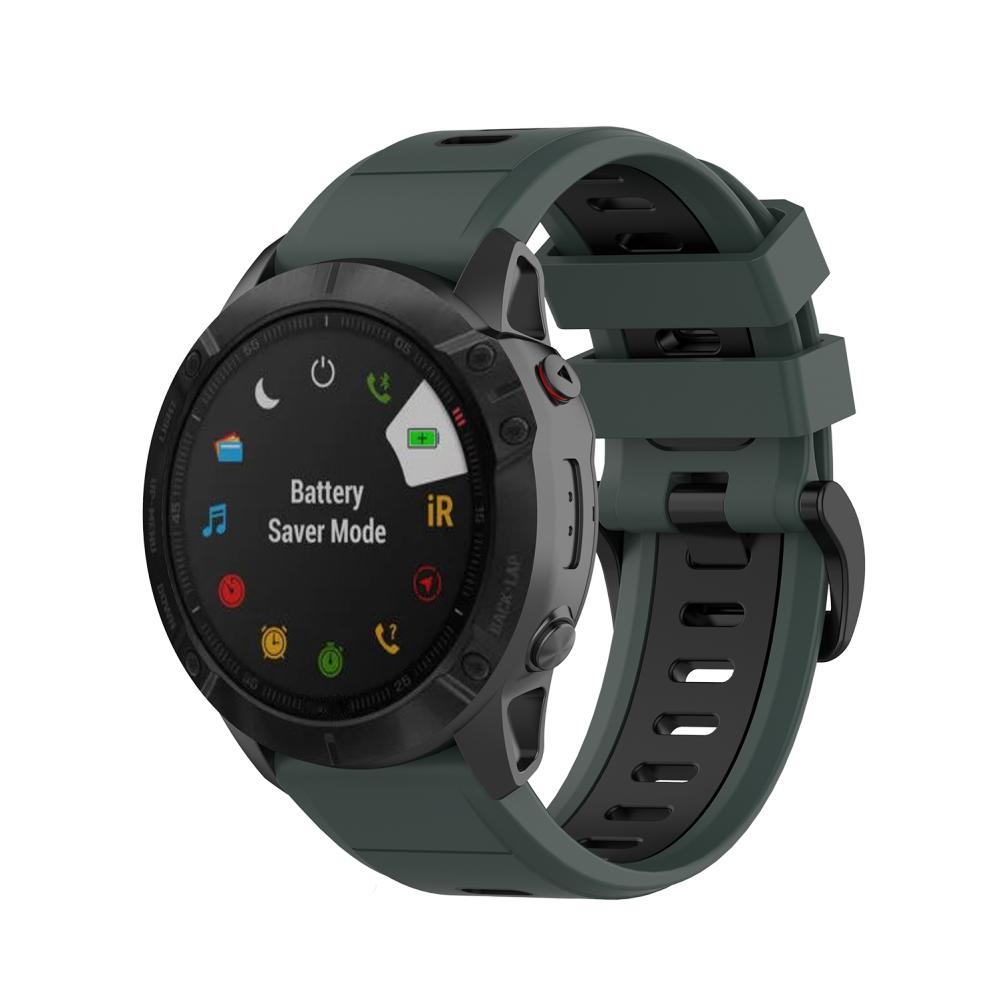 Tvåfärgat silikonarmband 22mm grön/svart för Garmin Fenix 5/5Pro/6/6Pro/7