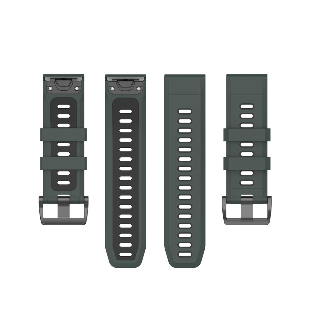 Tvåfärgat silikonarmband 22mm grön/svart för Garmin Fenix 5/5Pro/6/6Pro/7