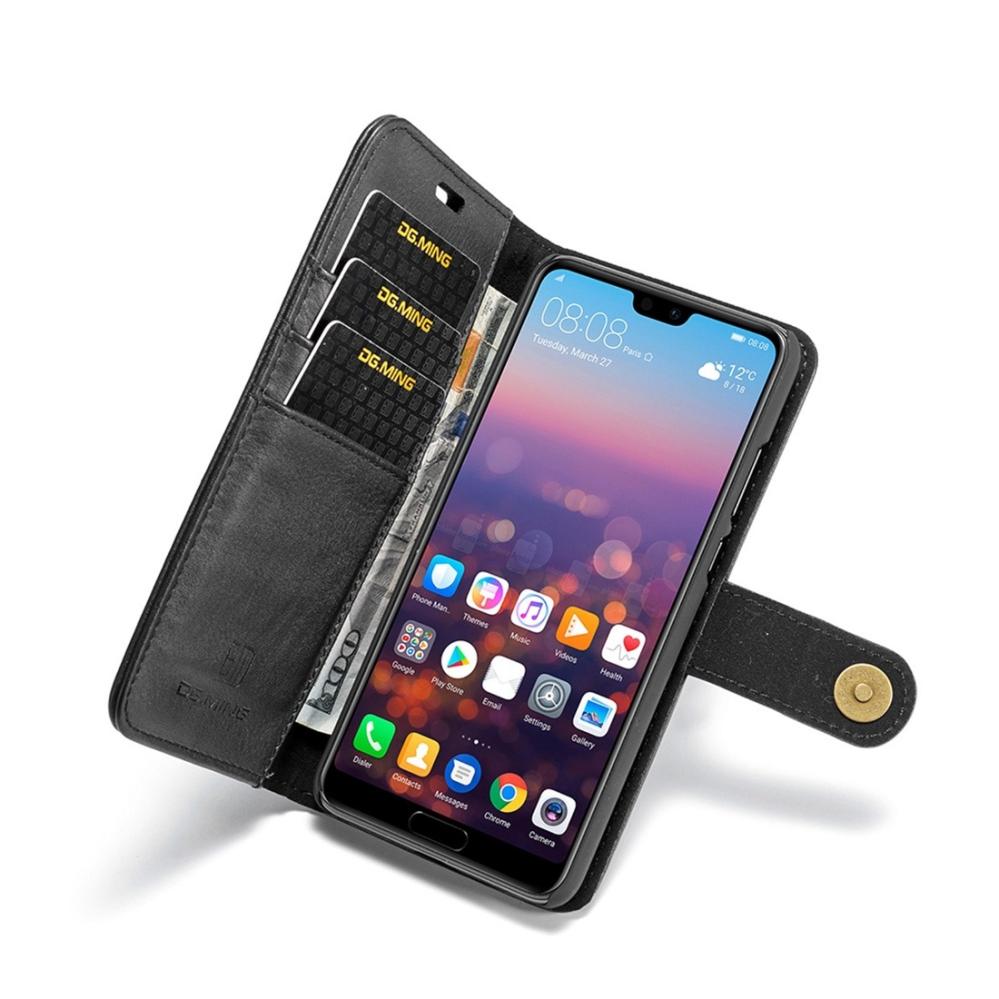 DG.MING Plånboksfodral med magnetskal för Huawei P20 Svart