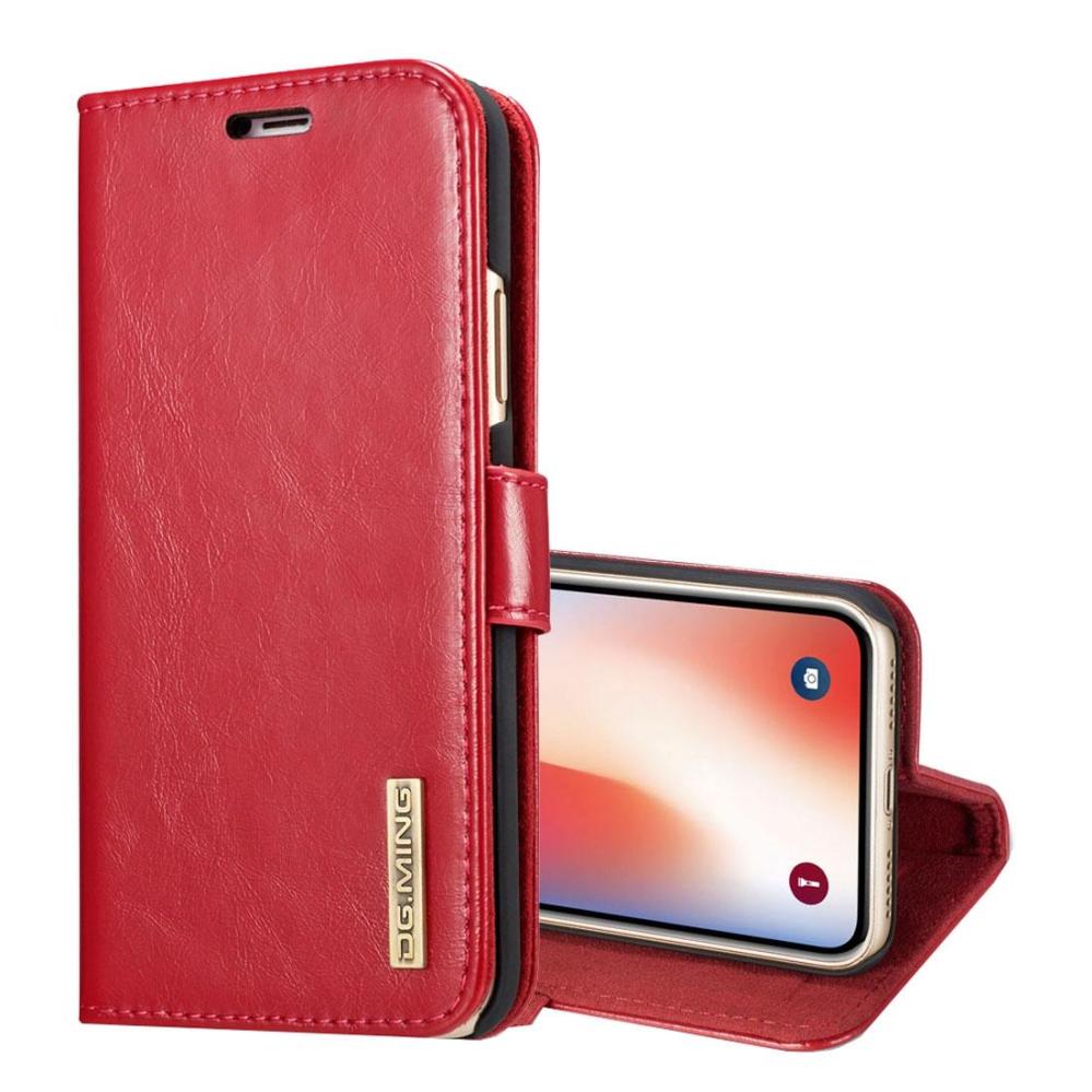  Plånboksfodral med magnetskal äkta läder för iPhone X - DG.MING