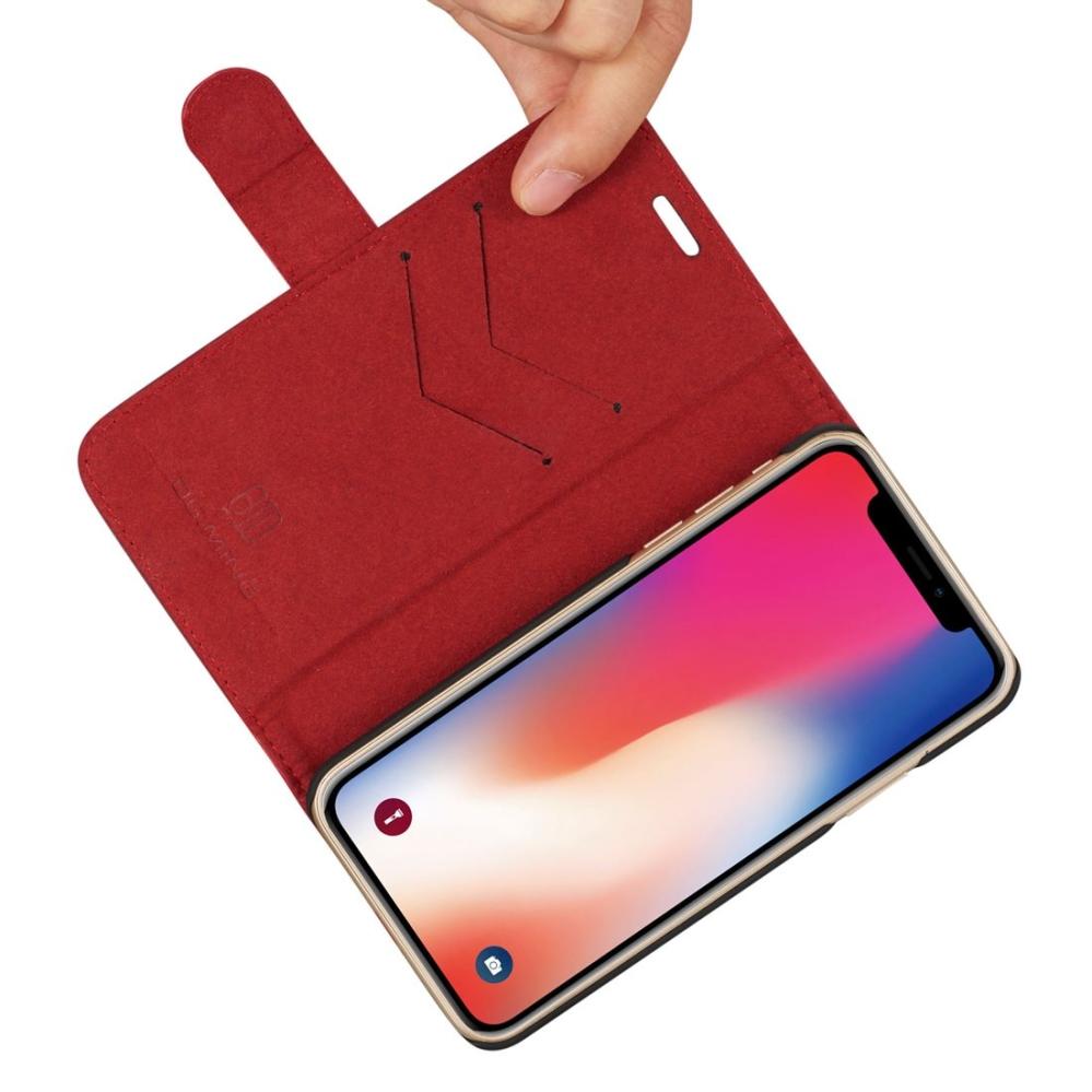  Plånboksfodral med magnetskal äkta läder för iPhone X - DG.MING