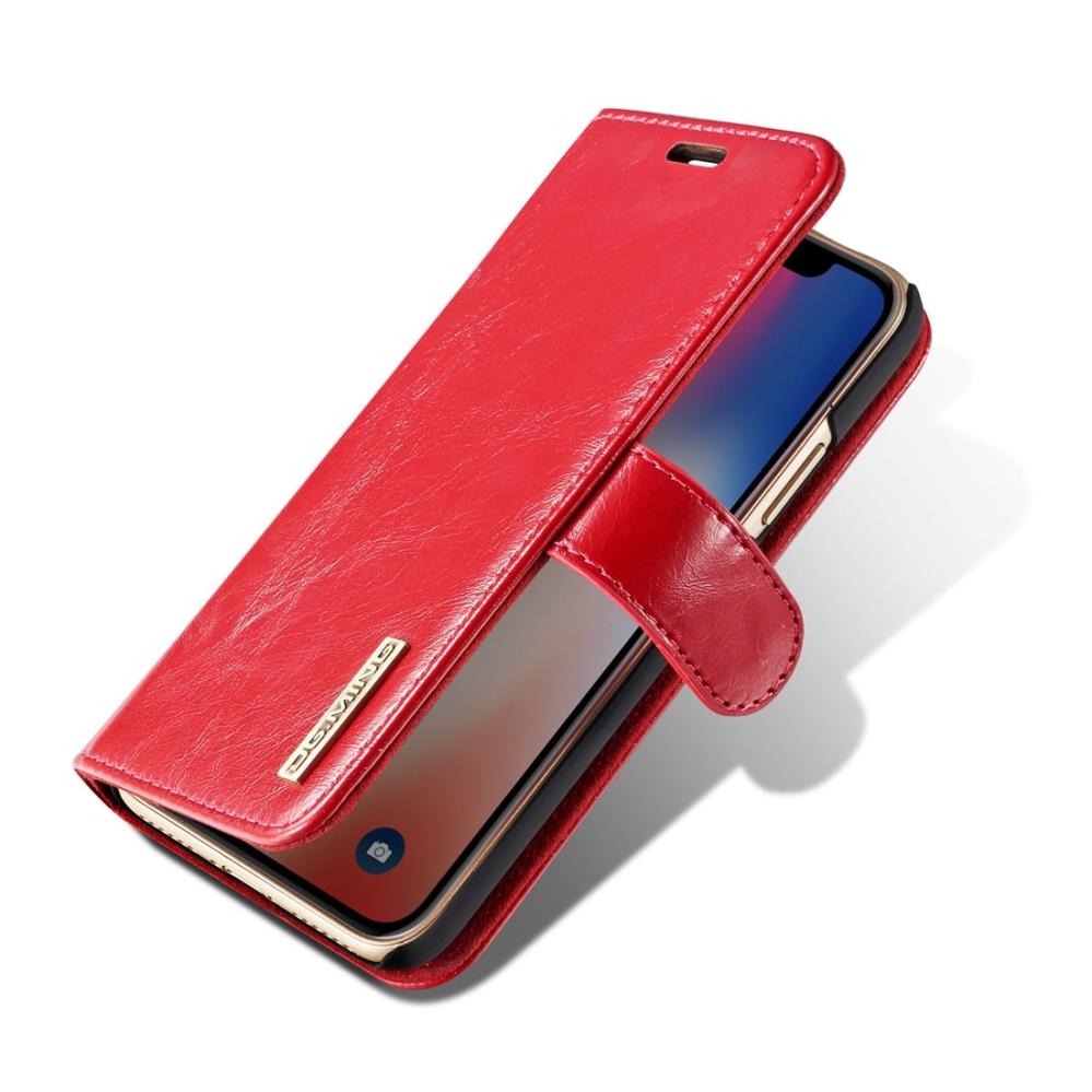 Plånboksfodral med magnetskal äkta läder för iPhone X - DG.MING