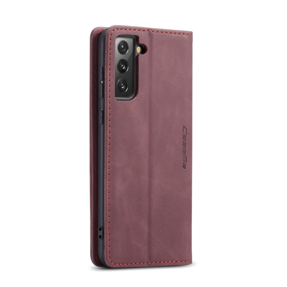 CaseMe Plånboksfodral Vinröd med kortplats för Samsung Galaxy S21 5G