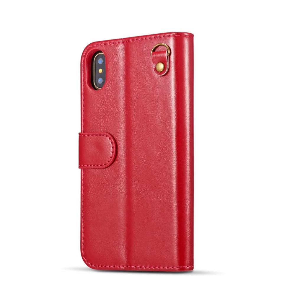  Plånboksfodral med magnetskal äkta läder för iPhone X - DG.MING
