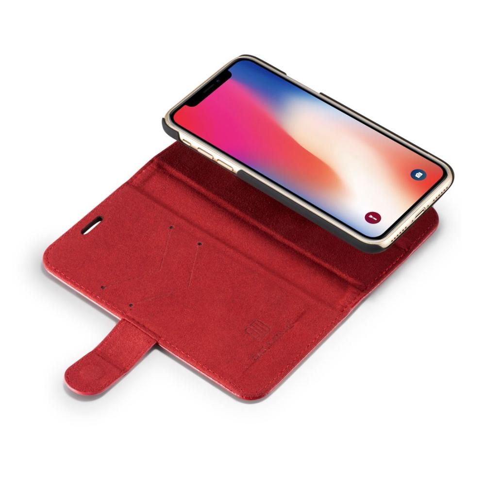 Plånboksfodral med magnetskal äkta läder för iPhone X - DG.MING