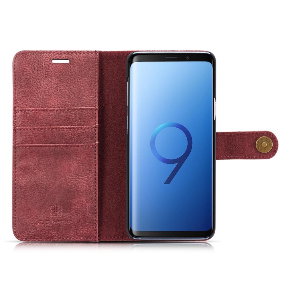 DG.MING Plånboksfodral med magnetskal för Galaxy S9 Plus Röd