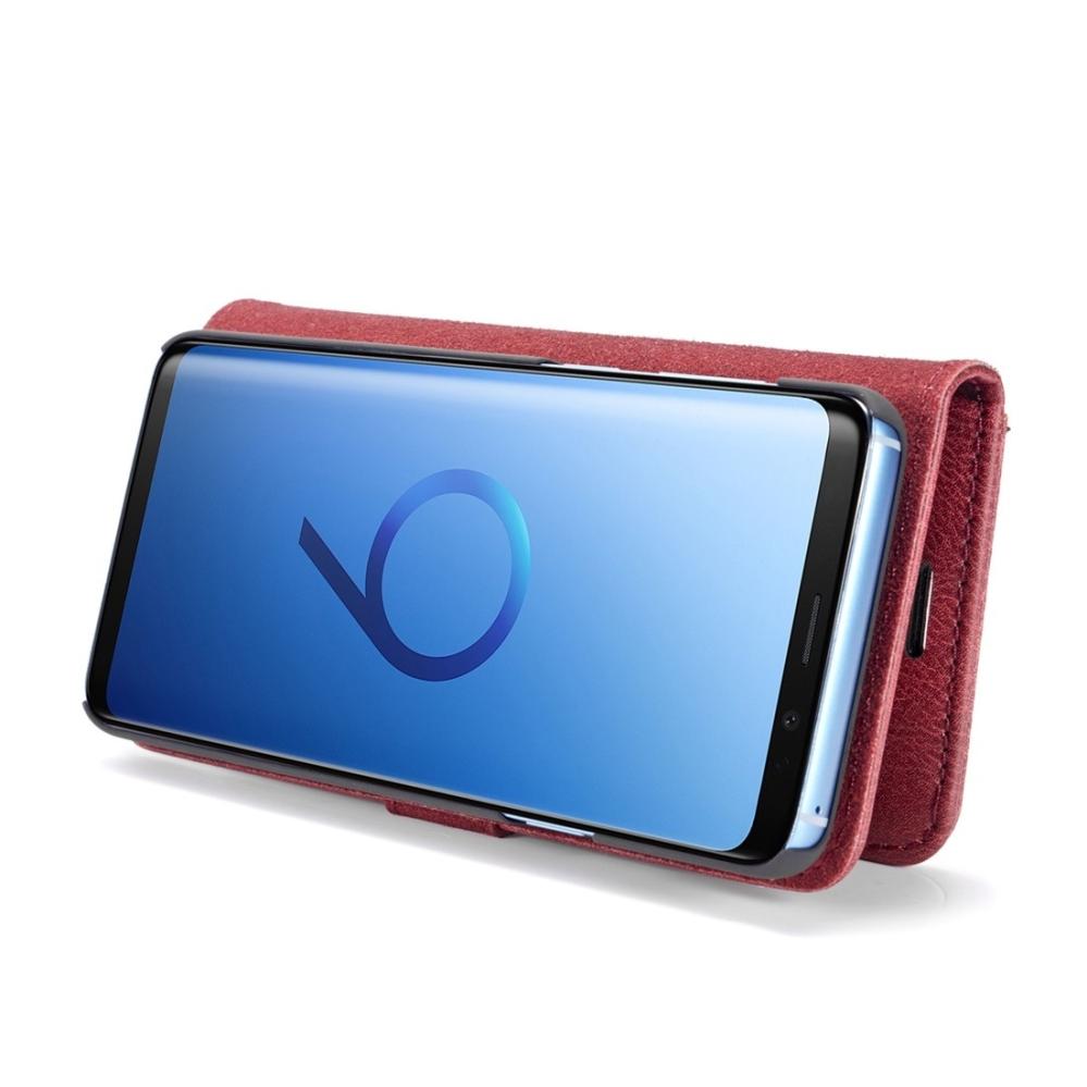DG.MING Plånboksfodral med magnetskal för Galaxy S9 Plus Röd