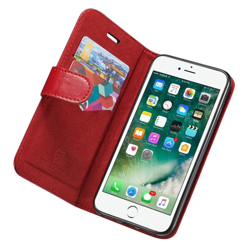 Plånboksfodral med magnetskal äkta läder för iPhone 7/8 - DG.MING