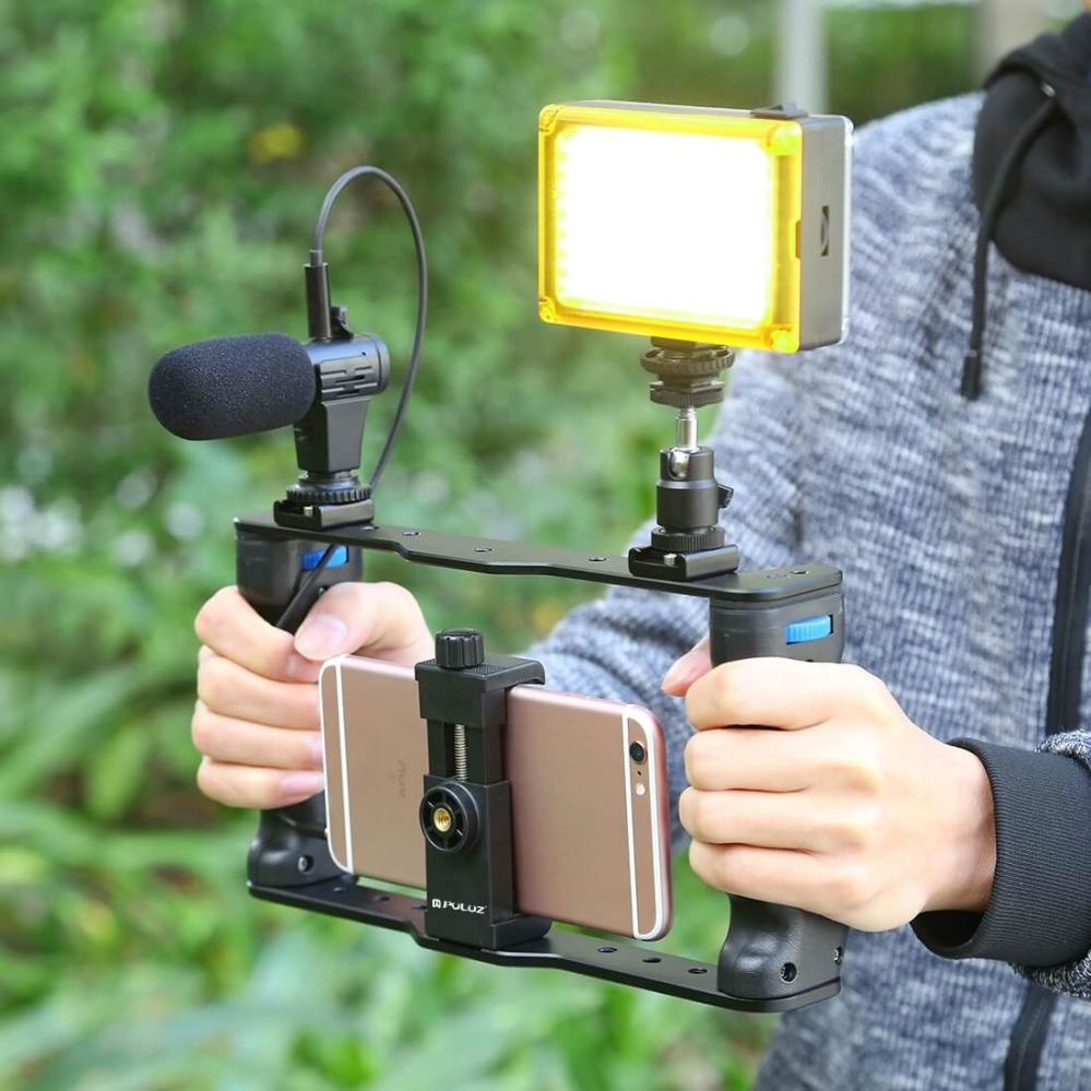 Puluz Videobur/Rig med 2st handtag för mobil