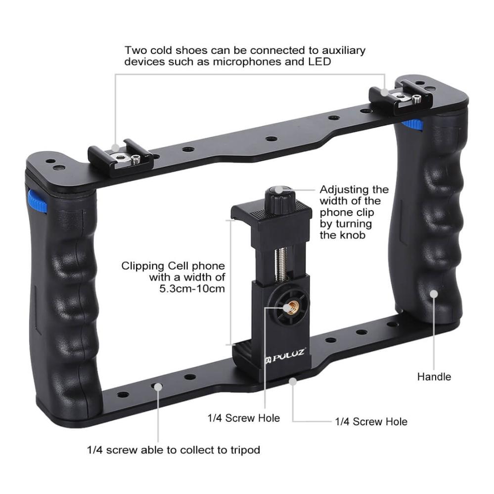 Puluz Videobur/Rig med 2st handtag för mobil