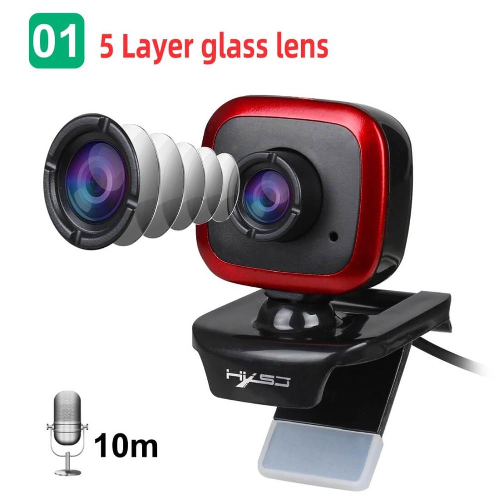 480P Webbkamera Justerbar 360 grader HD-Video USB med mikrofon - HXSJ