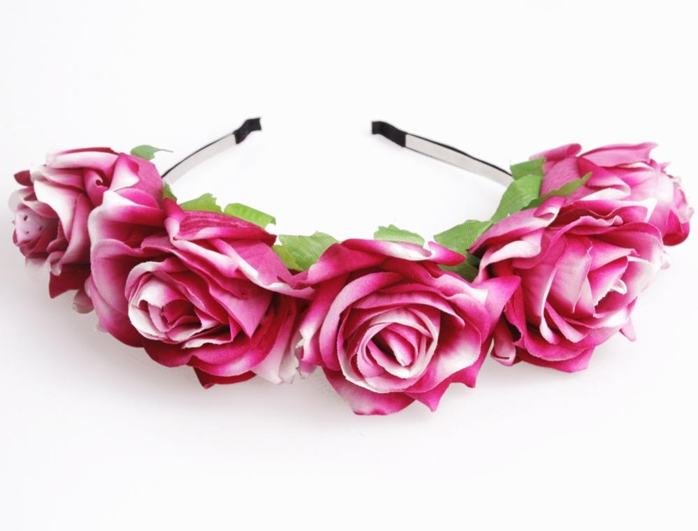 Diadem - Stora rosor Vit & Rosa