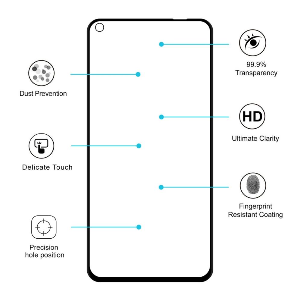 Skärmskydd för Huawei Nova 4 / Honor View 20 med Svart ram av härdat glas
