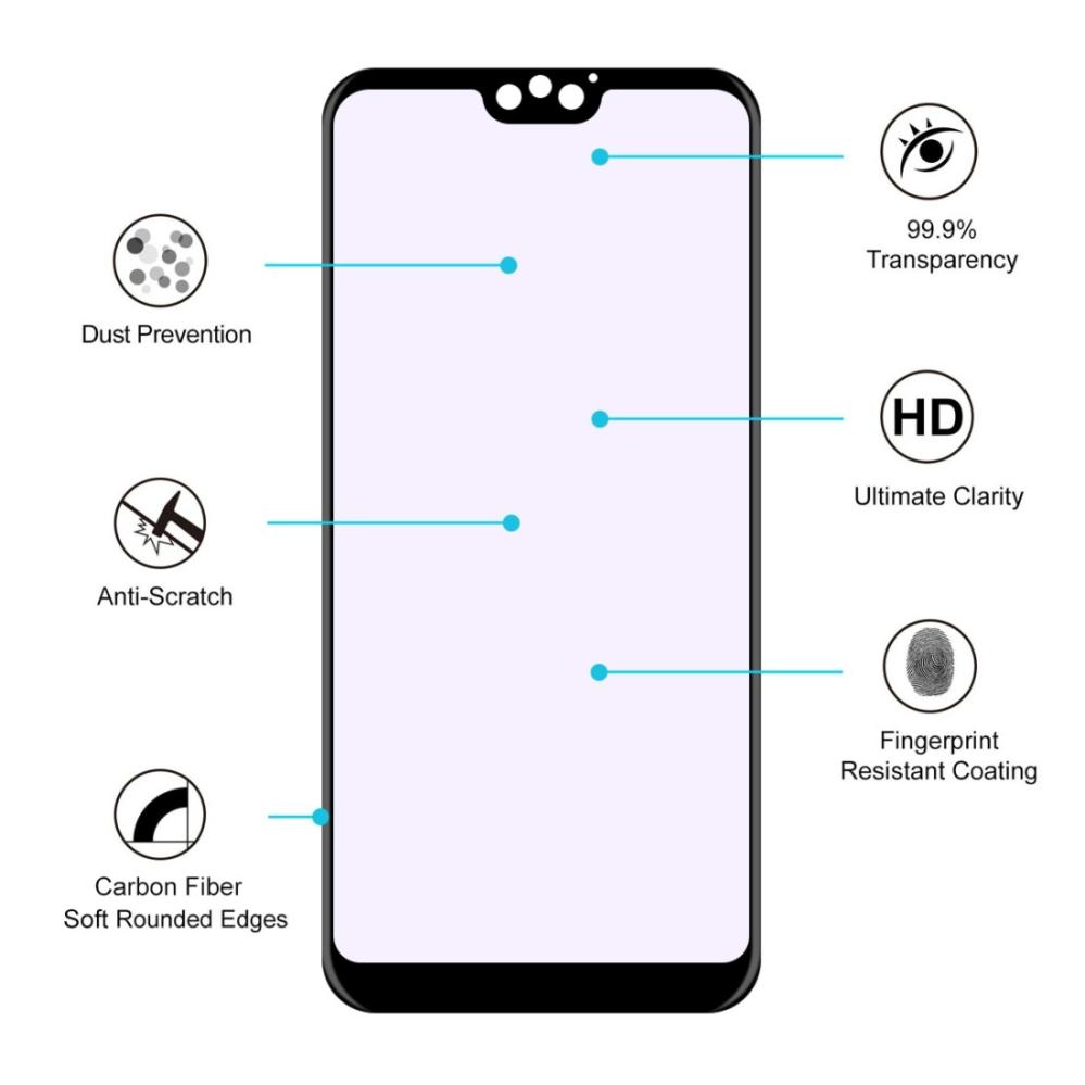 Displayskydd med svart ram för Huawei Honor 9i av härdat glas