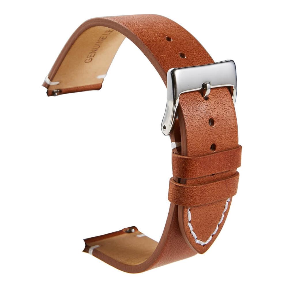 Brunt läderarmband för 18mm Watch