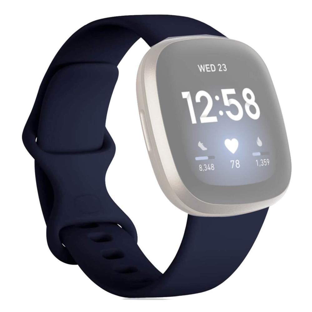 Silikonarmband Midnattsblå för Fitbit Versa 3/ Sense 148-195mm