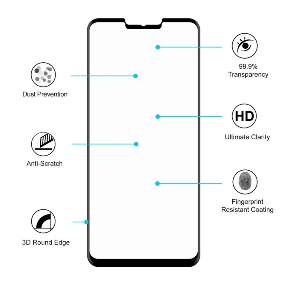 Skärmskydd med Svart ram för LG G7 ThinQ av härdat glas