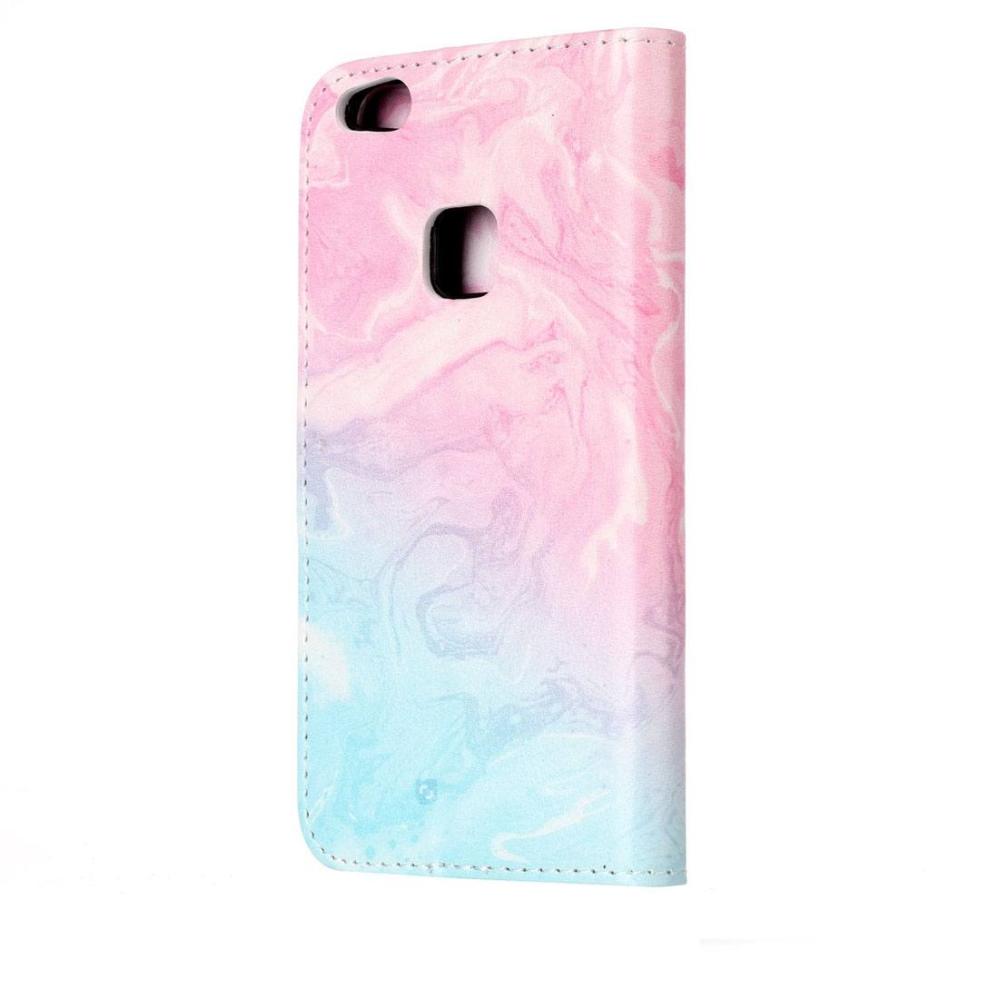 Plånboksfodral för Huawei P10 Lite - Marmormönster rosa & blå