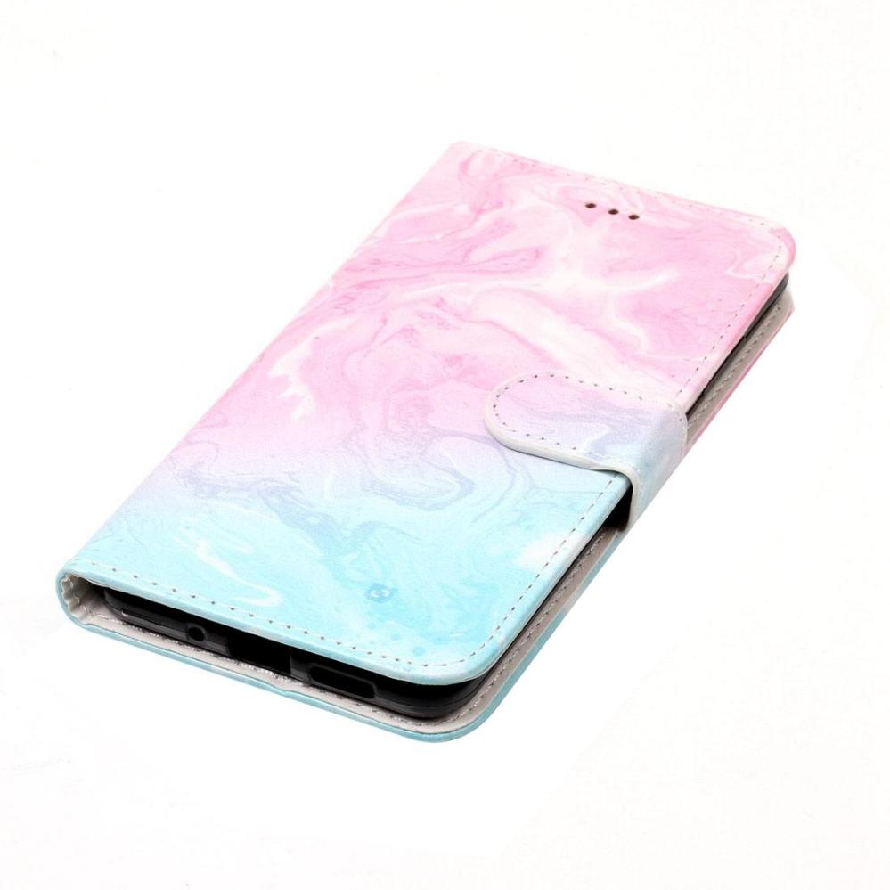 Plånboksfodral för Huawei P10 Lite - Marmormönster rosa & blå