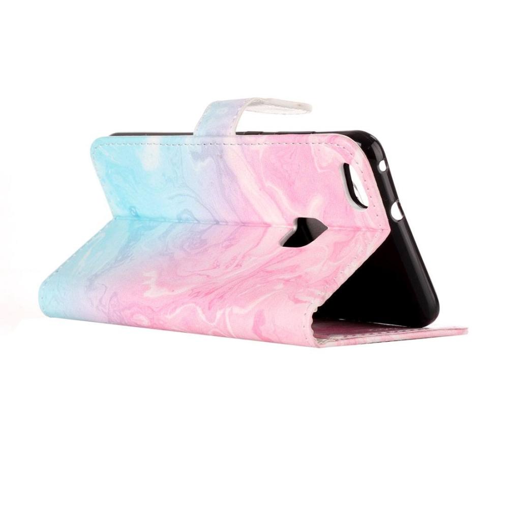 Plånboksfodral för Huawei P10 Lite - Marmormönster rosa & blå