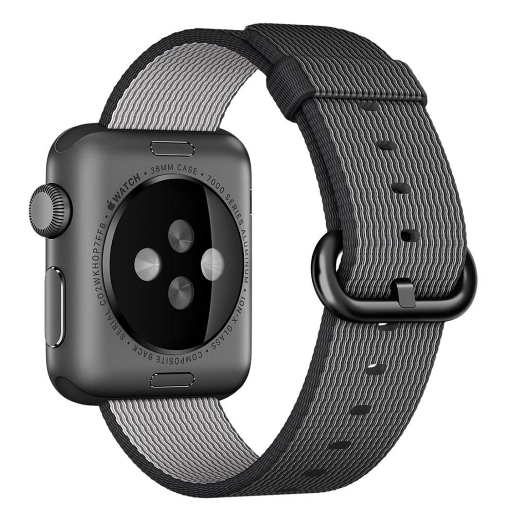 Armband för Apple Watch 42/44/45mm vävd nylon Svart