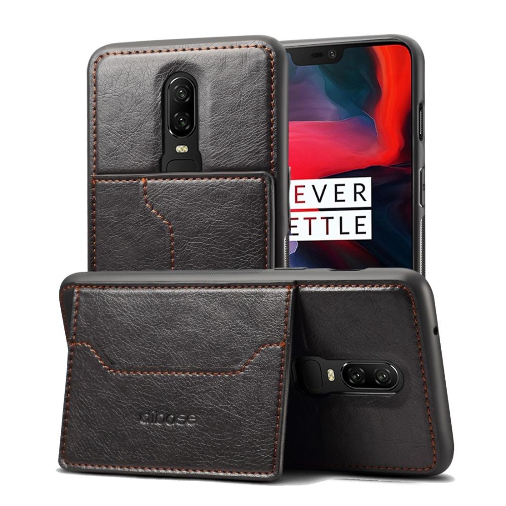 Dibase för OnePlus 6 - Skal med kortplats PU-läder